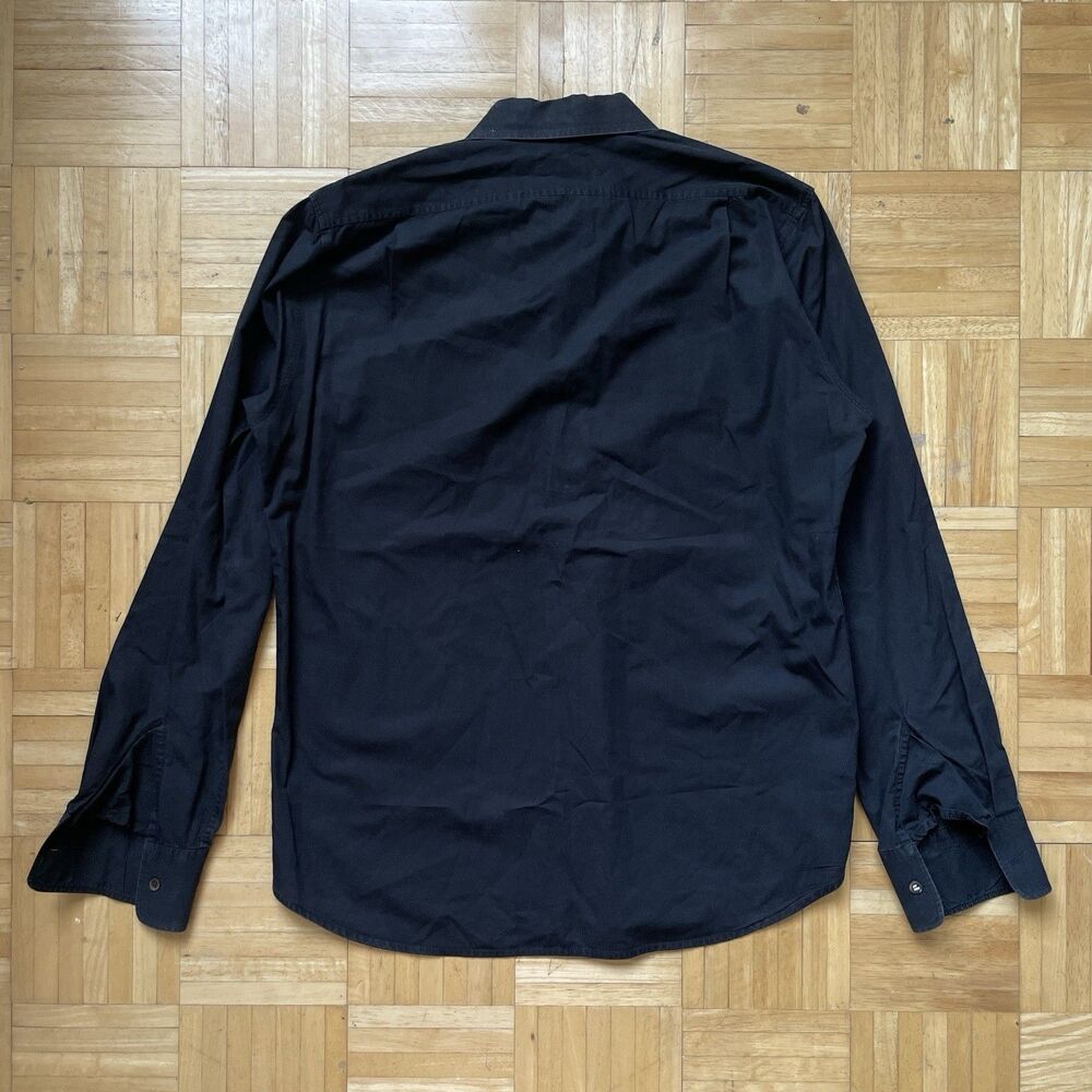 DRIES VAN NOTEN Button Down Shirt Men Size Small 46 Black Cotton Long Sleeve - Picture 2 of 10